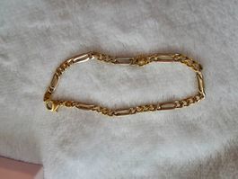 zeitloses figaro bracelet 13gr, 18k massiv gold bicolor