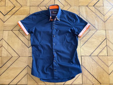 7camicie Herrenhemd Gr. S Slim Fit dunkelblau orange top ...