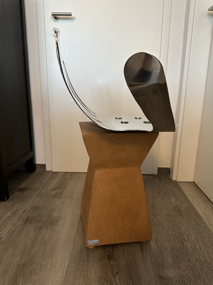 Hocker: Designer Stuhl, Edelstahl Sumpfeiche – Gebraucht aus Gossau SG von luckyluke22 7