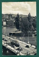 Genève, L' Ile Rousseau, 1954, gelaufen, Oldtimers, Tram etc
