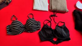 Damen Bikini Oberteil gestreift & schwarz Grösse 75B