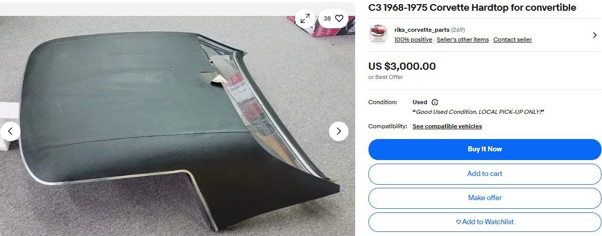 Chevrolet Accessori per altri veicoli: Corvette C3 Hardtop – Usato da Düdingen venduto da Blackbird454 2