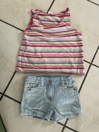 H&M/C&A Set: Top gestreift, Shorts Jeans, Gr.86 Sommer
