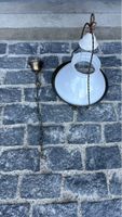 Antike Hängelampe Messing mit Glasschirm
