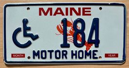Maine USA Nummernschild 184 Motorhome, Rollstuhl