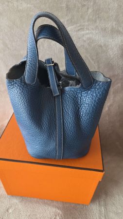 HERMÈS Picotin PM 18 Bleu Jean – Taurillon Clémence 