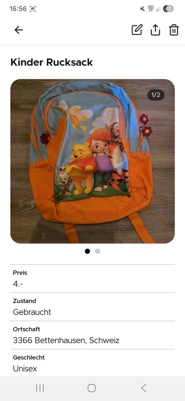 Disney Borse & Zaini: Kinder Rucksack – Usato da Bettenhausen venduto da Engel1991