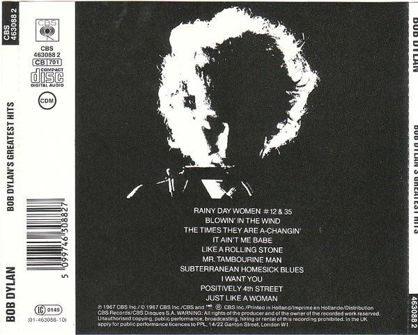 CDs: Bob Dylan ‎– Bob Dylan's Greatest Hits – Gebraucht aus St.Gallen von CD_jalamusic 1