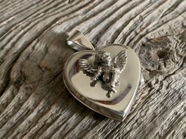 Medaillon mit Engel Sterling Silver 925 Herz Amulett