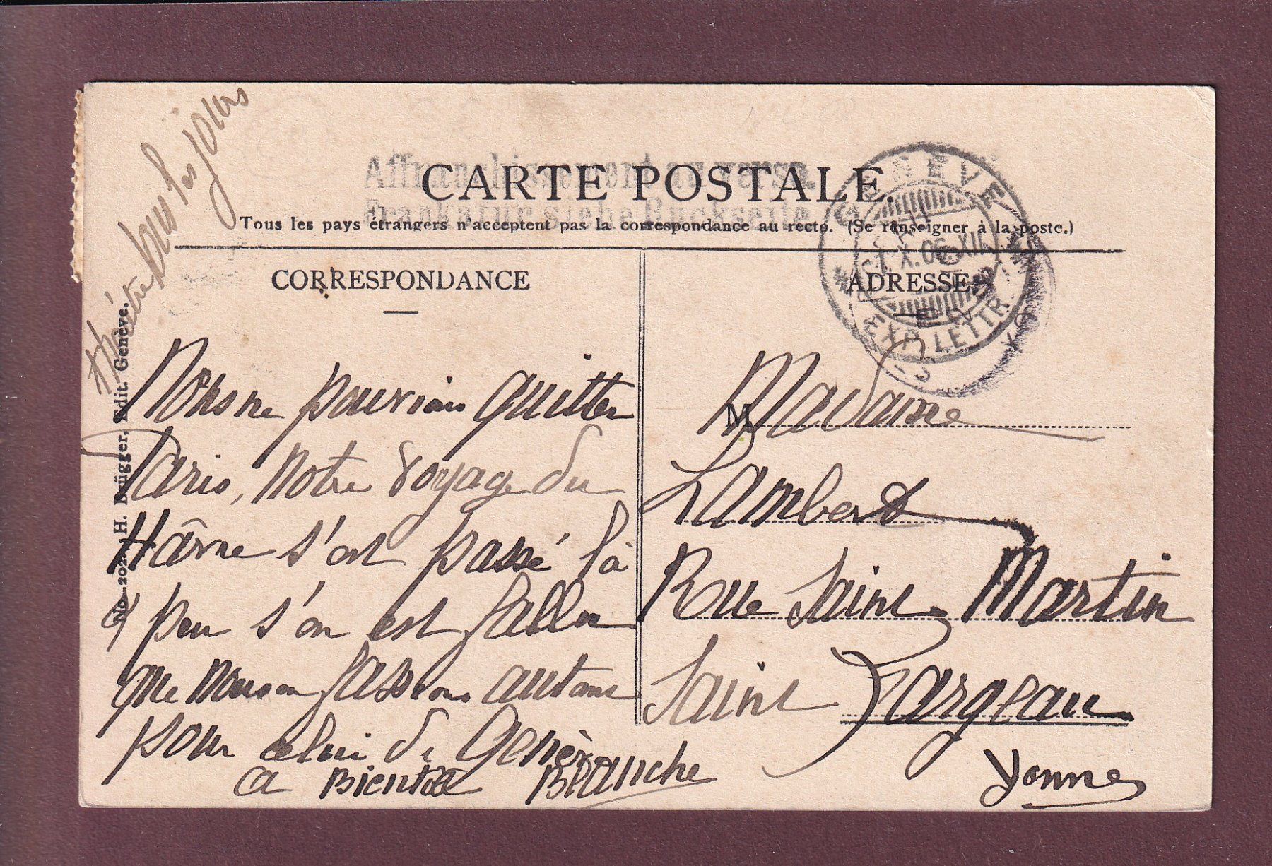 Cartoline postali: GENEVE - Diligences - 1906 – Usato da Pully venduto da nicecards 1