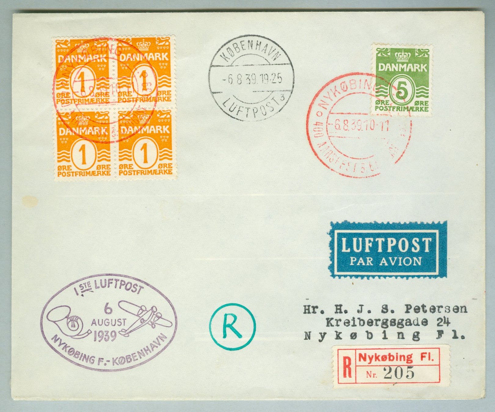 Tutti i francobolli: 1939 Dänemark Flugpost – Usato da Zürich venduto da yago-rot