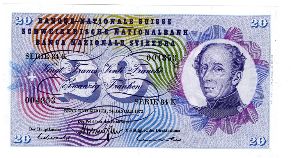 Note 20 FR 1972 ungefaltet Nr 004853 !! | Kaufen auf Ricardo