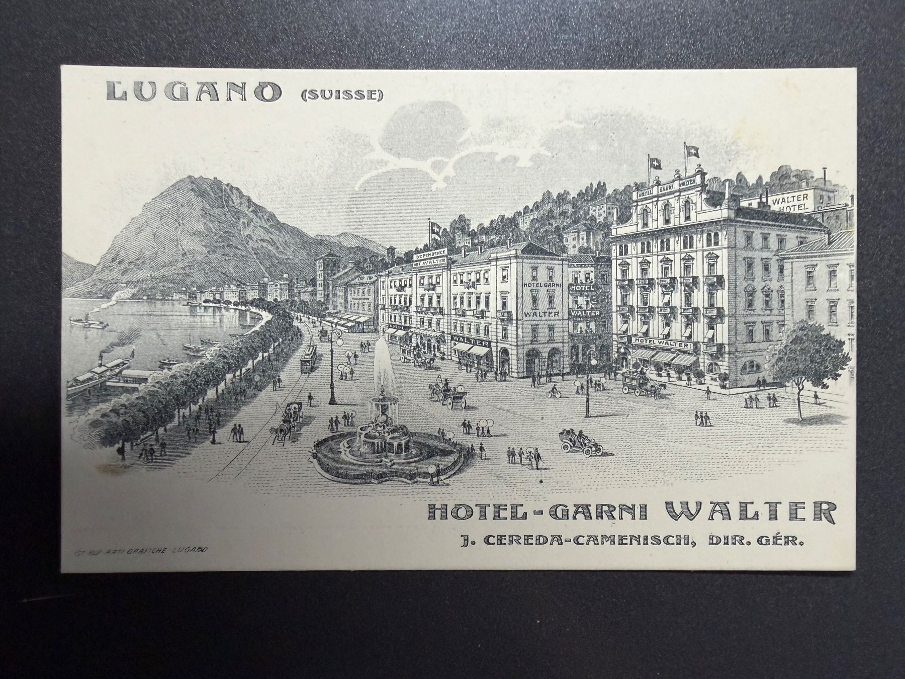 Cartoline postali: Litho AK  LUGANO Hotel Walter – Usato da untervaz venduto da Wingert