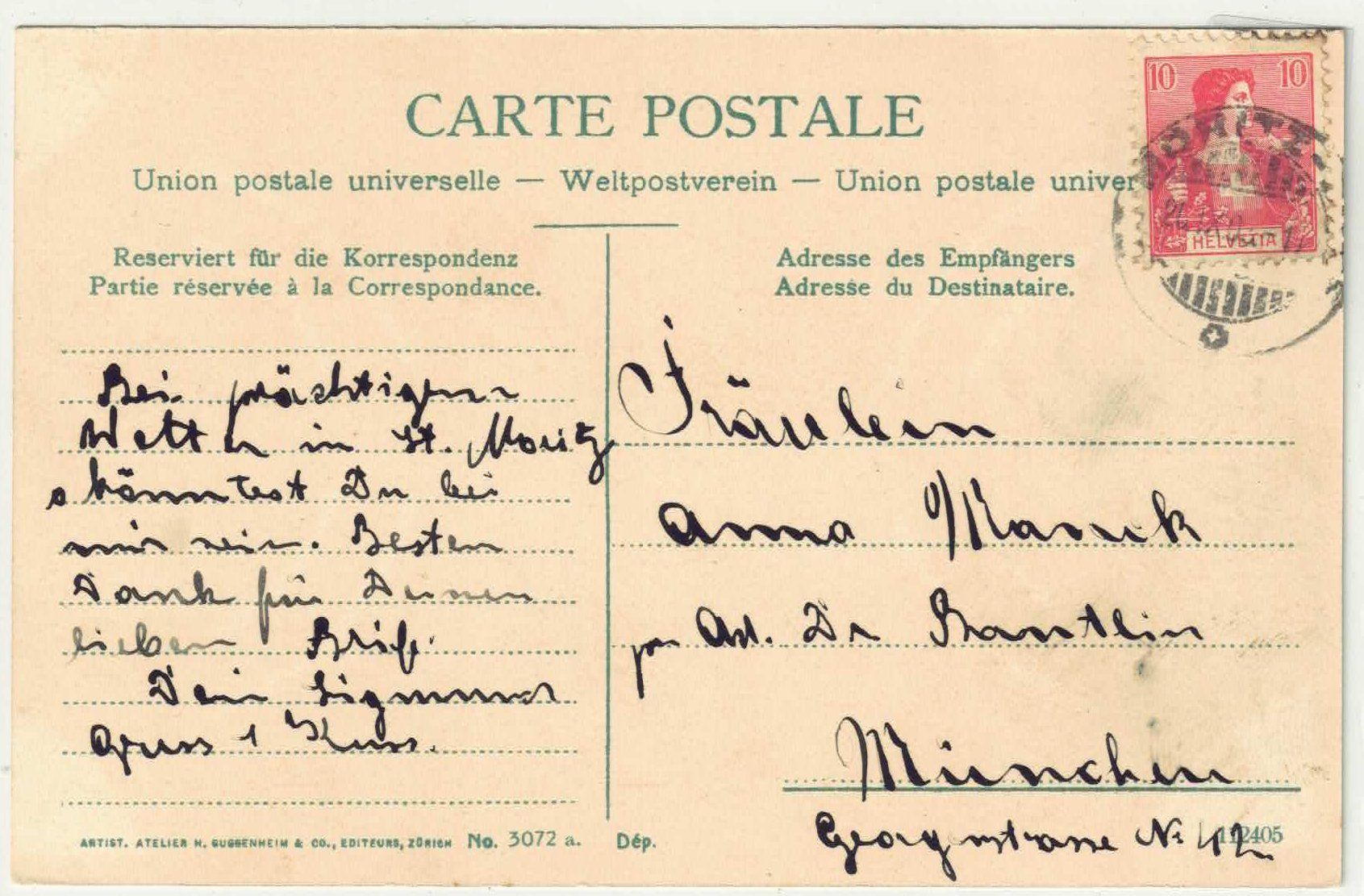 Cartoline postali: St. Moritz - Hotel Bristol v. Bahnhof - Litho – Usato da Ettingen venduto da Kartenplanet 1