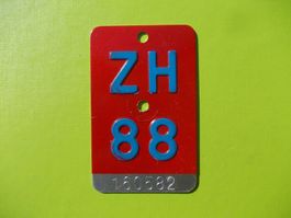 Velonummer / Fahrradnummer ZH 88
