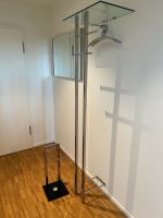 Garderobenständer mit Spiegel und Schirmständer Chrom/Glas