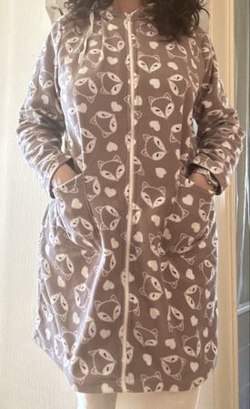 Robe de chambre polaire douce et chaude, renards, taille L.