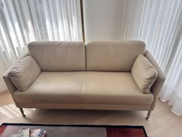 Polstergruppe 2Sofas mit Hocker aus echtem Leder beige