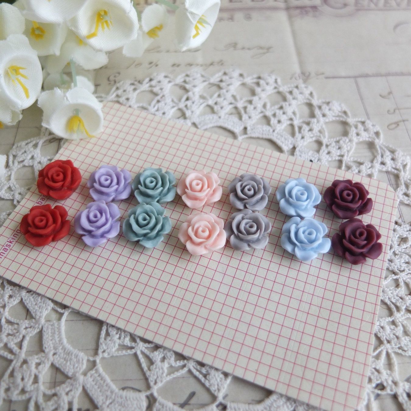 Perle (finte): 14x Applique Rose 1,3 cm Mix pastel flatback – Nuovo (secondo la descrizione) da Meyrin venduto da laservette99