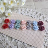14x Applique Rose 1,3 cm Mix pastel flatback