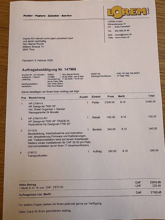 Hewlett Packard Stampanti: Plotter HP Designjet T950 36" – Usato da thun venduto da Impuls1 4
