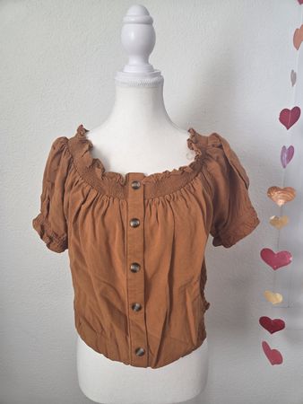 Trendiges Sommer Top in Braun mit Knöpfen, Grösse L