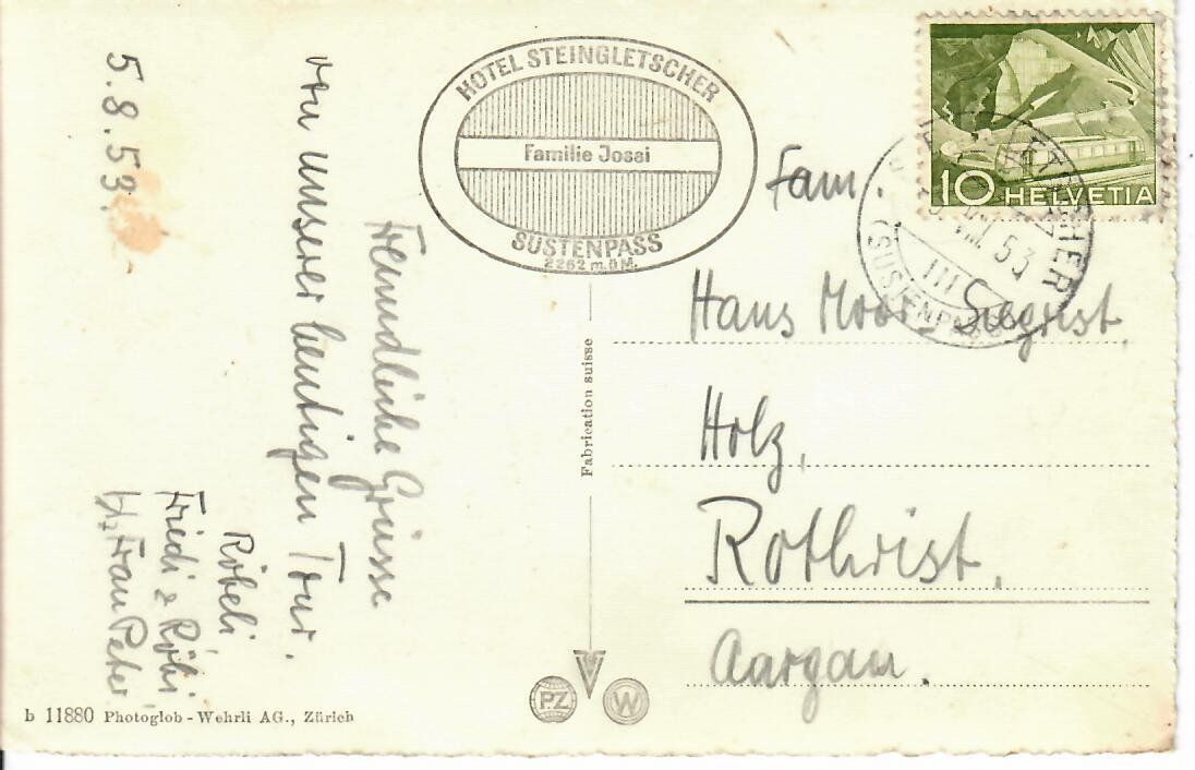 Cartoline postali: Sustenstrasse - Postauto 1953 – Usato da Hochdorf venduto da Ziegel-16 1