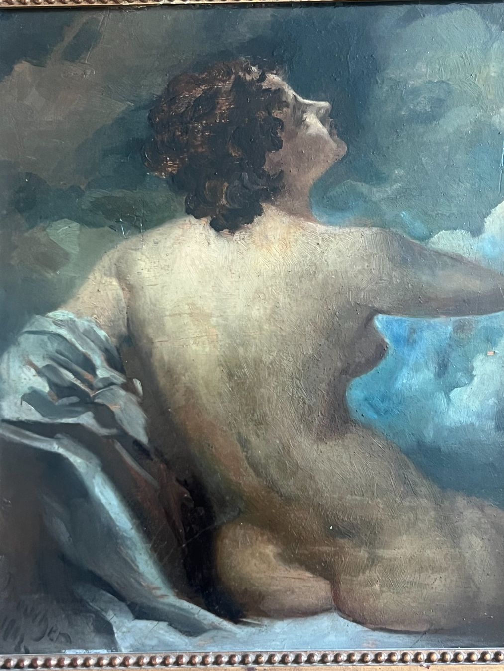 Dipinti: Sitzender Halbakt – Original Boucher, 1803 – Usato da Boppelsen venduto da vanrijn 1
