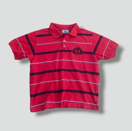 La Martina vintage red striped polo shirt retro