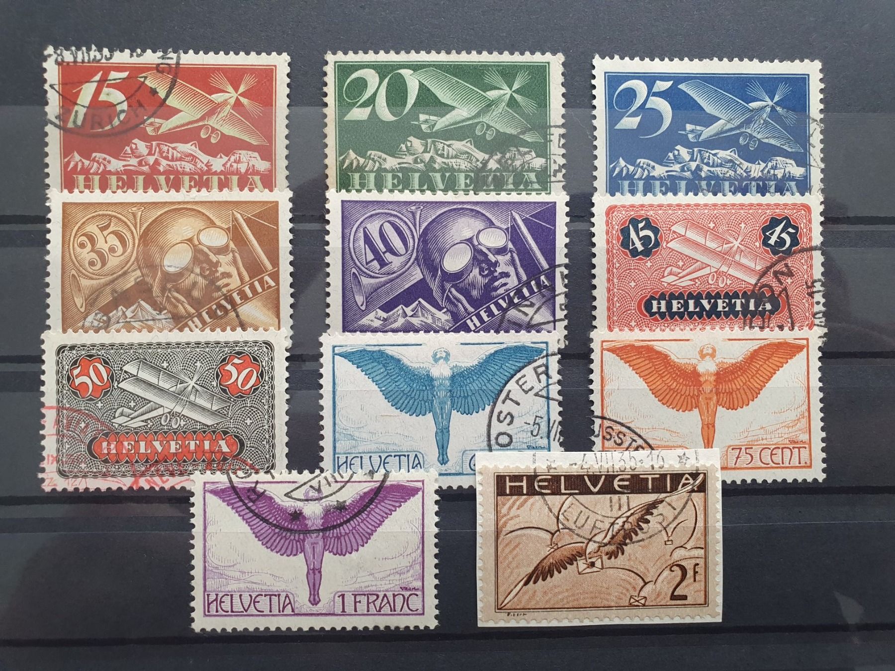 Alle Briefmarken: F3-F13 Flugpost Kat. 710.- – Gebraucht aus Balgach von SIMEON27