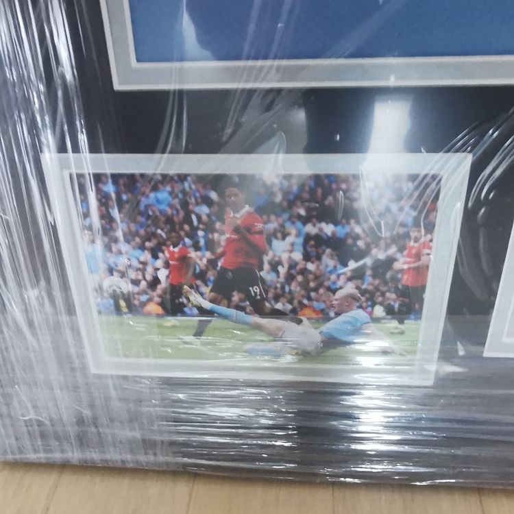 Win FC Photo encadrée signée Erling Haaland A4 - Signature numérique reproduite - Cadeau pour les fans de Manchester City