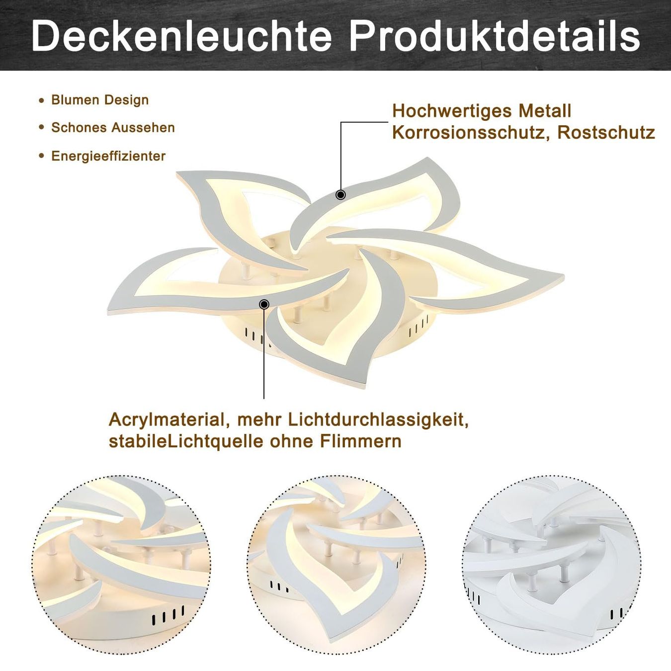 Kronleuchter & Deckenlampen: Deckenleuchte Deckenlampe LED dimmbar mit Fernbedienung – Neu und originalverpackt aus Herisau von Serenco 5