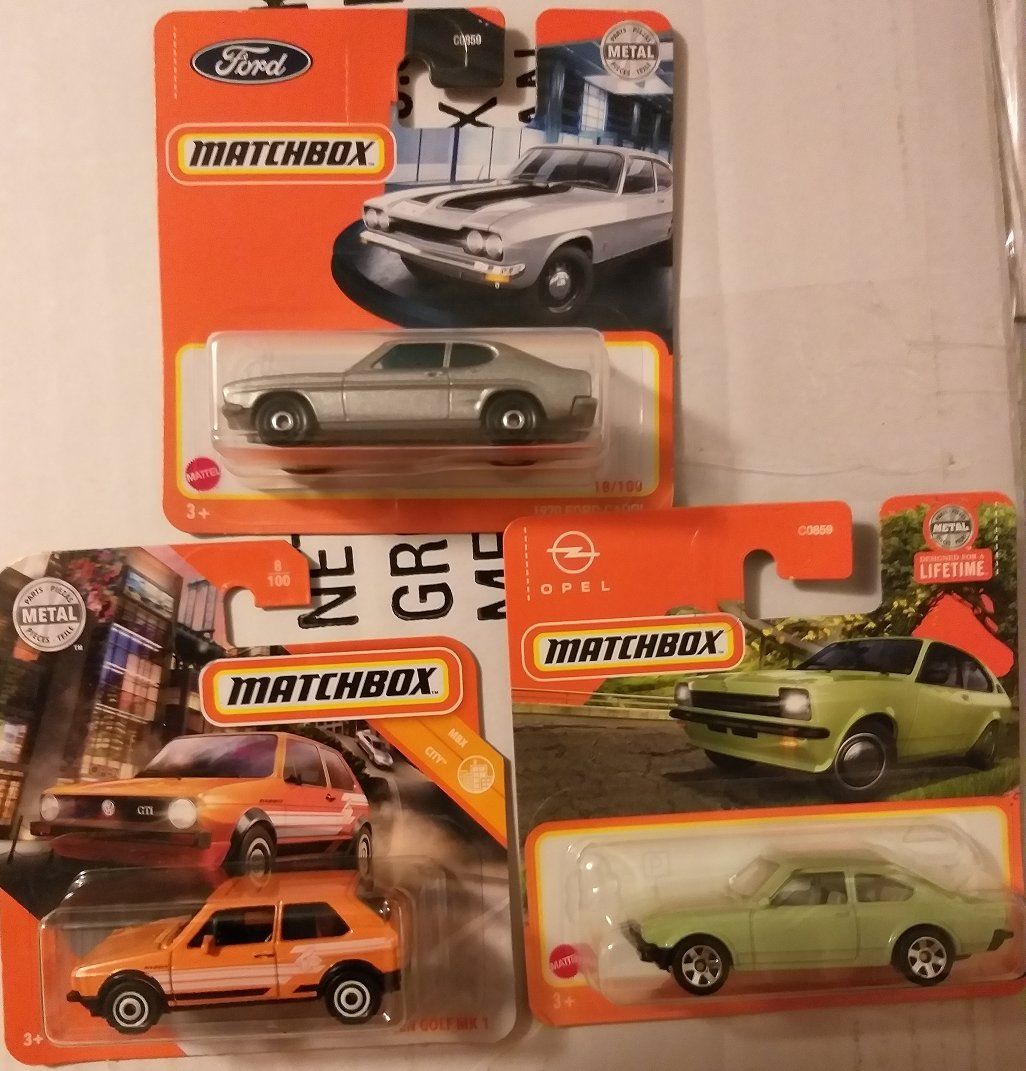 3 Matchbox 70er Autos, VW Golf 1, Ford Capri, Opel Kadett C (Neu und ...
