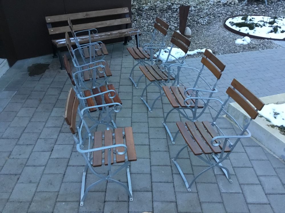 Holz Metall Klapp Gartenstühle gebraucht preis pro Stk.80. Kaufen