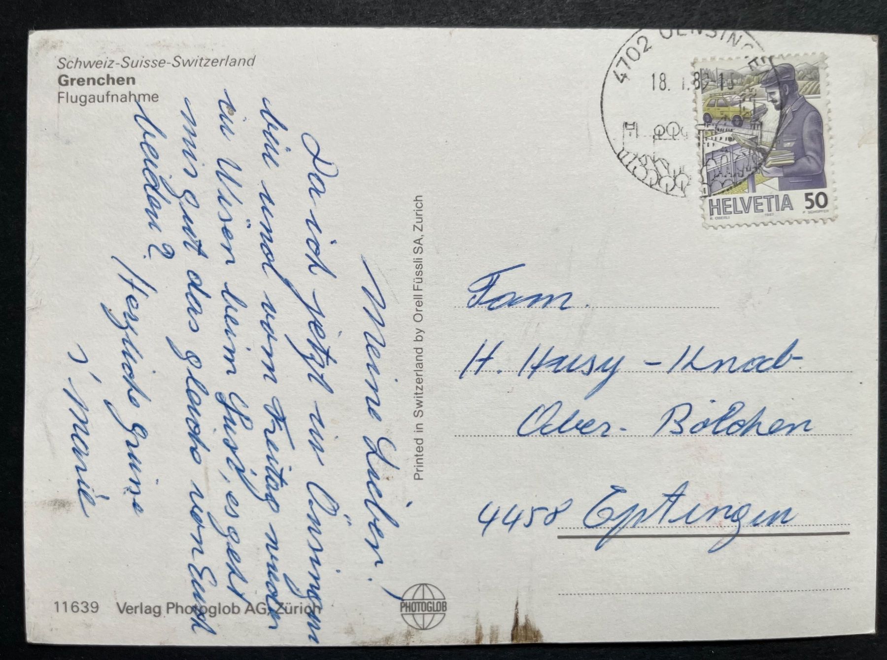 Cartoline postali: Grenchen, Flugaufnahme ca. 1970 – Usato da Wabern venduto da DaxKarten-75 1