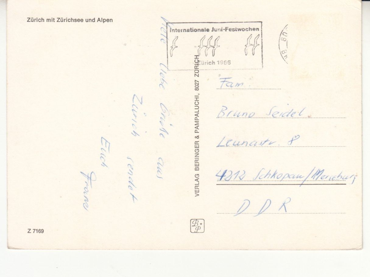 Ansichtskarten: Zürich ca. 1966 – Gebraucht aus Bürglen TG von StampGraf 1