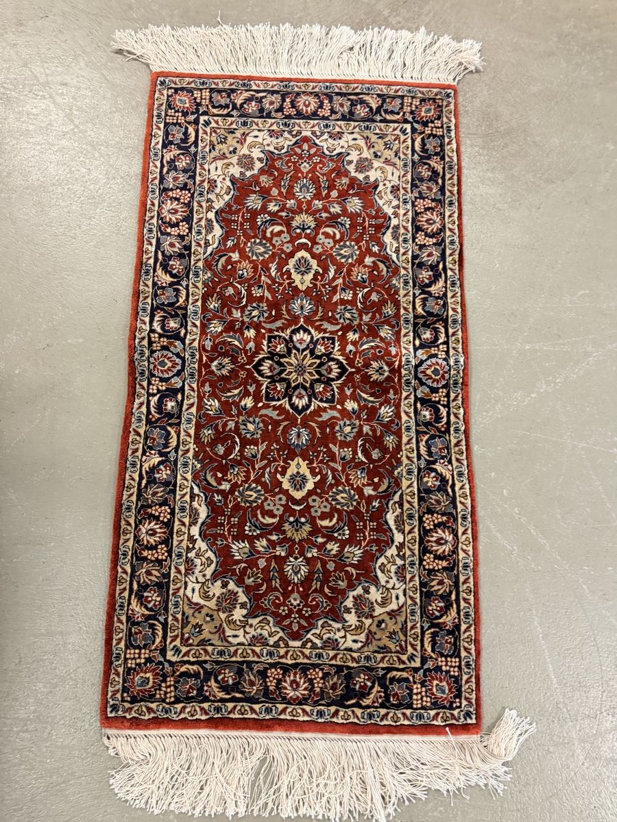 Tappeti: Orientteppich handgeknüpft rot blau Seide – Usato da Strengelbach venduto da RaenAntikDesign 1