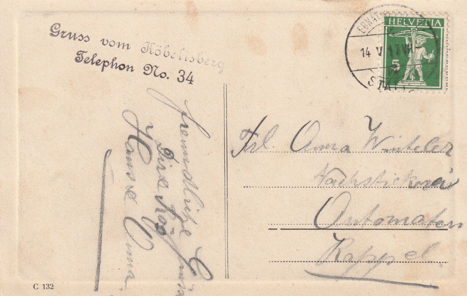 Cartoline postali: Köbelisberg bei Lichtensteig belebt – Usato da Rorschacherberg venduto da fratovi2 1