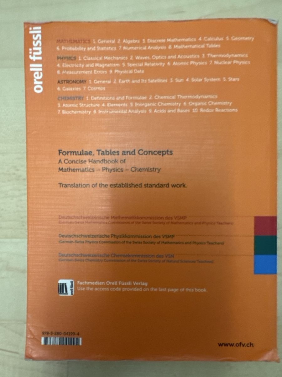 Libri: Formulae Tables and Concepts Handbuch – Usato da Ettiswil venduto da Fluhu2005 1