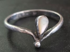 Bague Argent 925 & Nacre forme goutte Taille 52 , jolie ☆☆☆