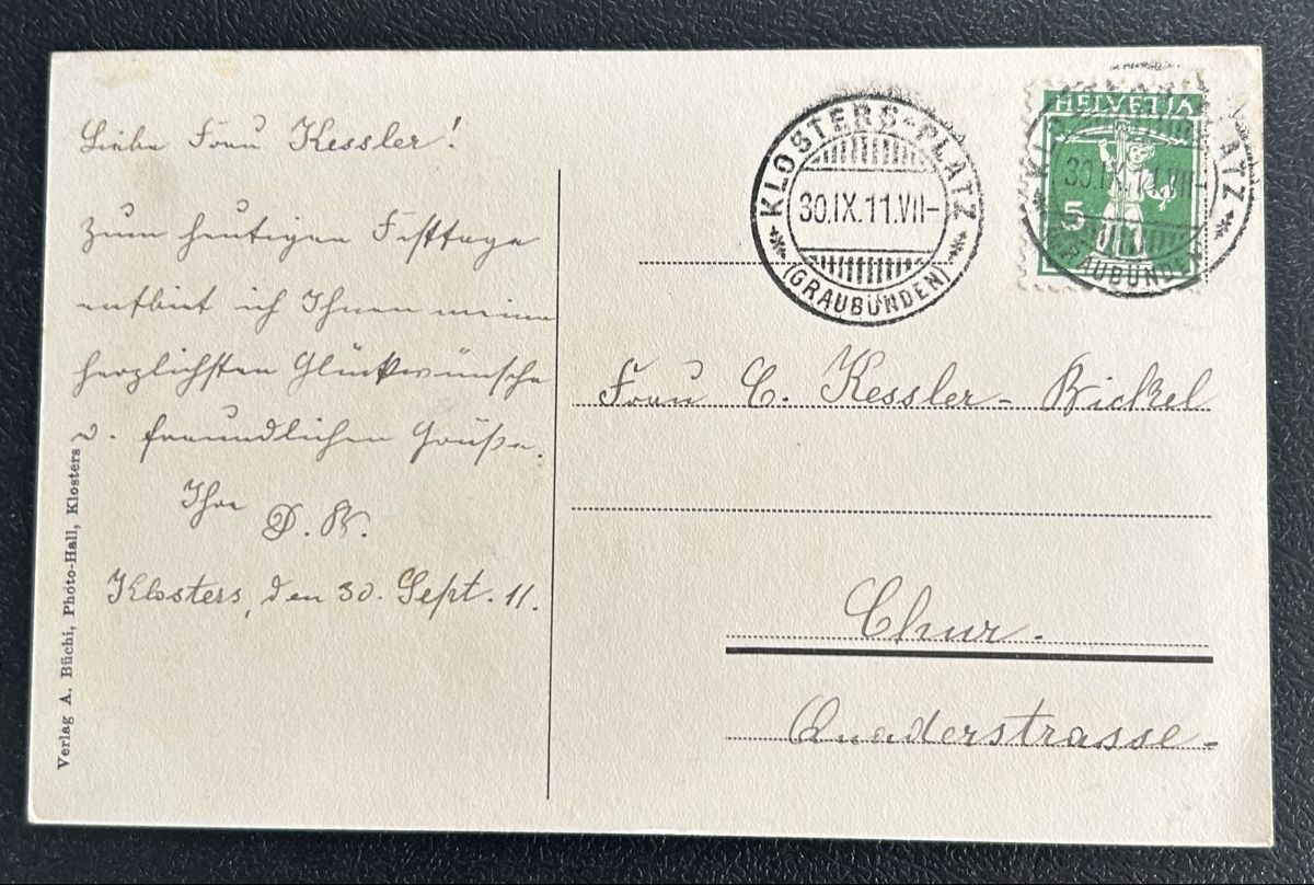 Cartes postales: AK Klosters 1911 – D'occasion à Horw par Tellbub 1