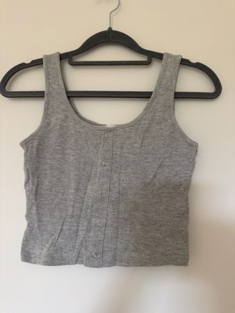 Damen Tank Top Grau Knopfleiste 