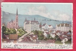 WIEDIKON-KIRCHE UND DIE NEUEN SCHULHÄUSER AUF DEM BÜHL, 1902