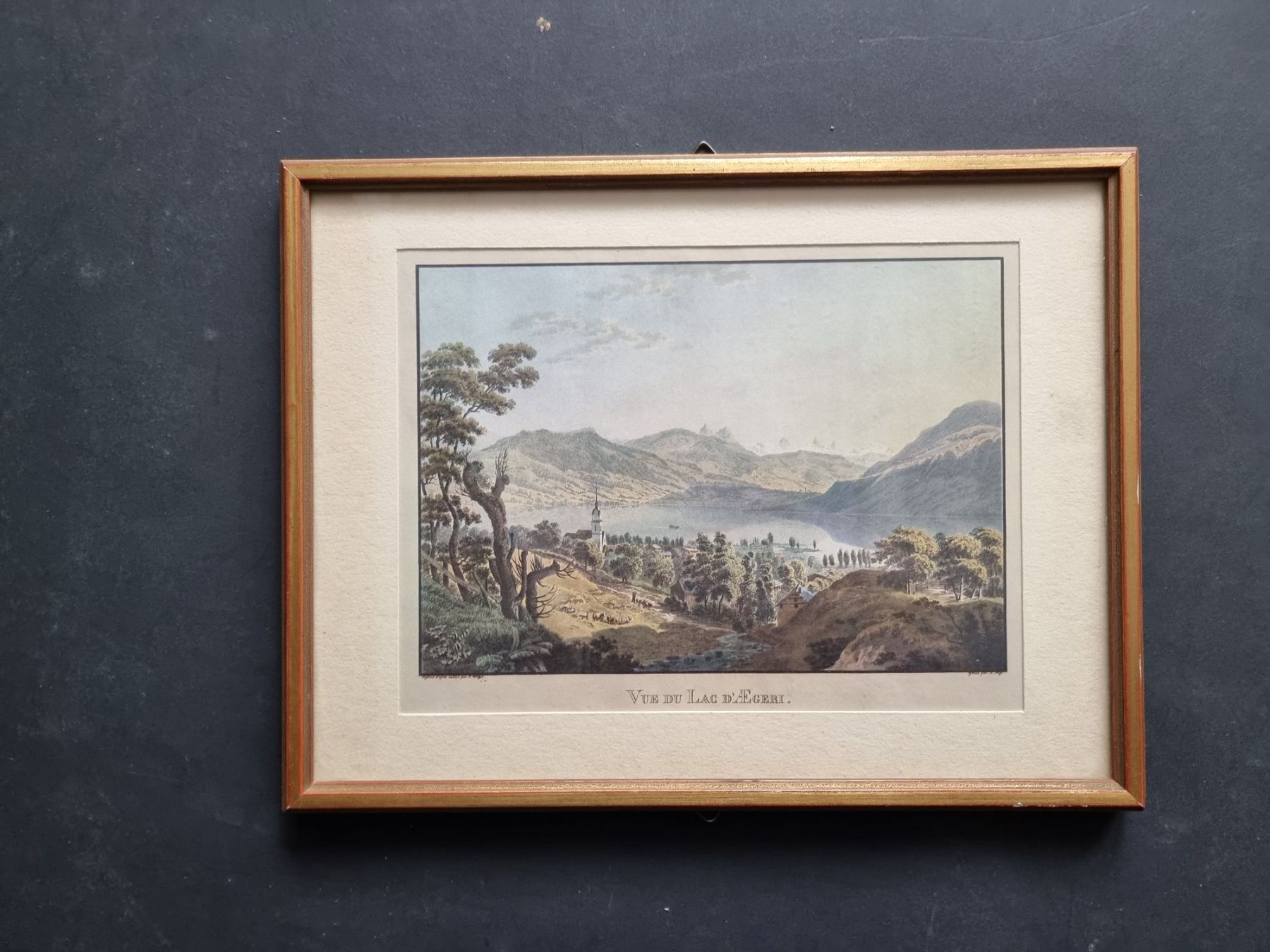Incisioni: AEGERISEE  MIT RAHMEN STICH 25X19CM – Usato da Gersau venduto da grafik-kunst 1