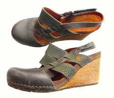 Gr. 37 Leder Sandalen Wedeges olive/salbei THE ART COMPANY