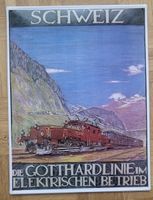 Gotthardlinie Blechplakat ca. 70 Jahre alt