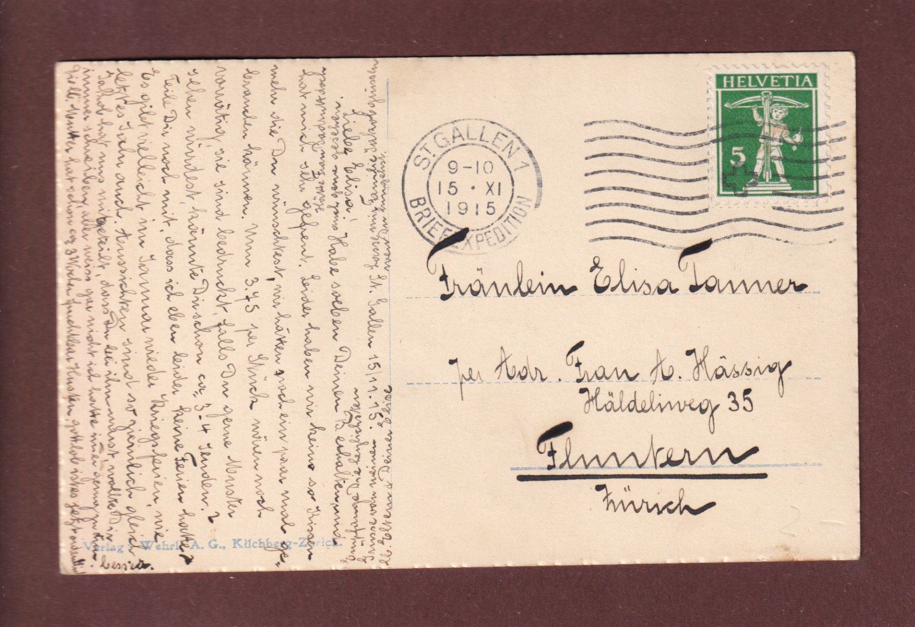 Cartoline postali: ST. GALLEN - Museum - 1915 – Usato da Pully venduto da nicecards 1