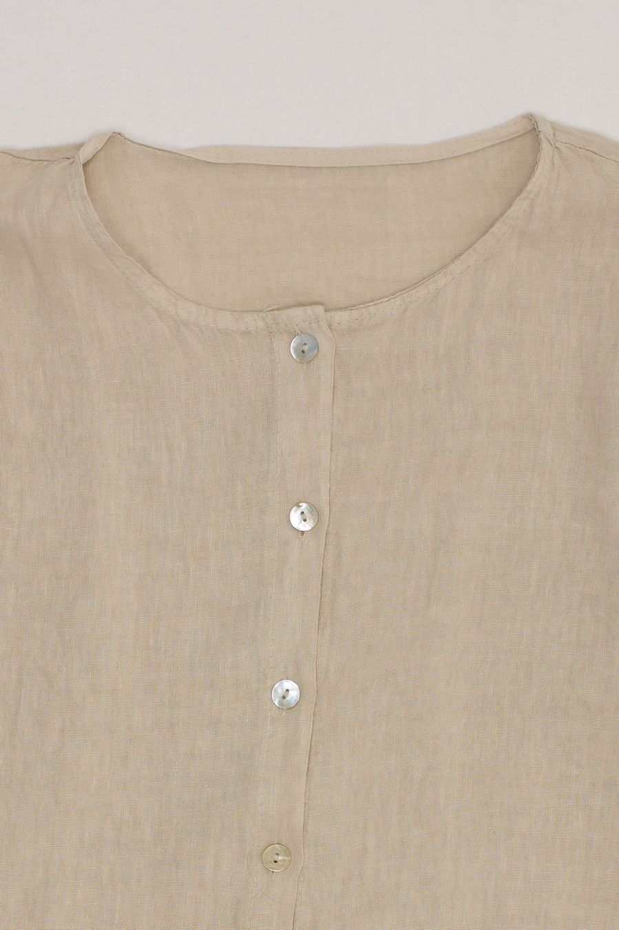 Camicette: Blouse 100% Lin Beige Manches 3/4 T. L – Usato da Fribourg venduto da re-fine 2