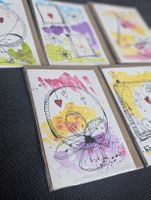 5 Grusskarten Set Aquarell mit Kuverts neu Handgemalt 