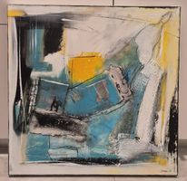 Abstraktes Gemälde 80x80 Leinwand Öl modern signiert